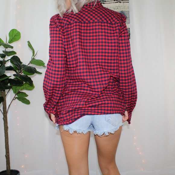 SOLD J.Crew Crinkle Boy Shirt In Red Check - Picture 2 of 8